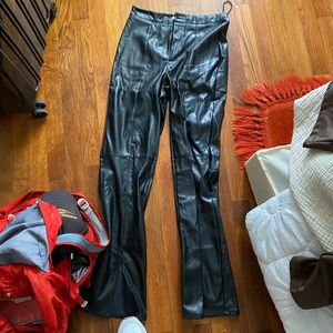 Faux black Esther pants with slits on front petite 4